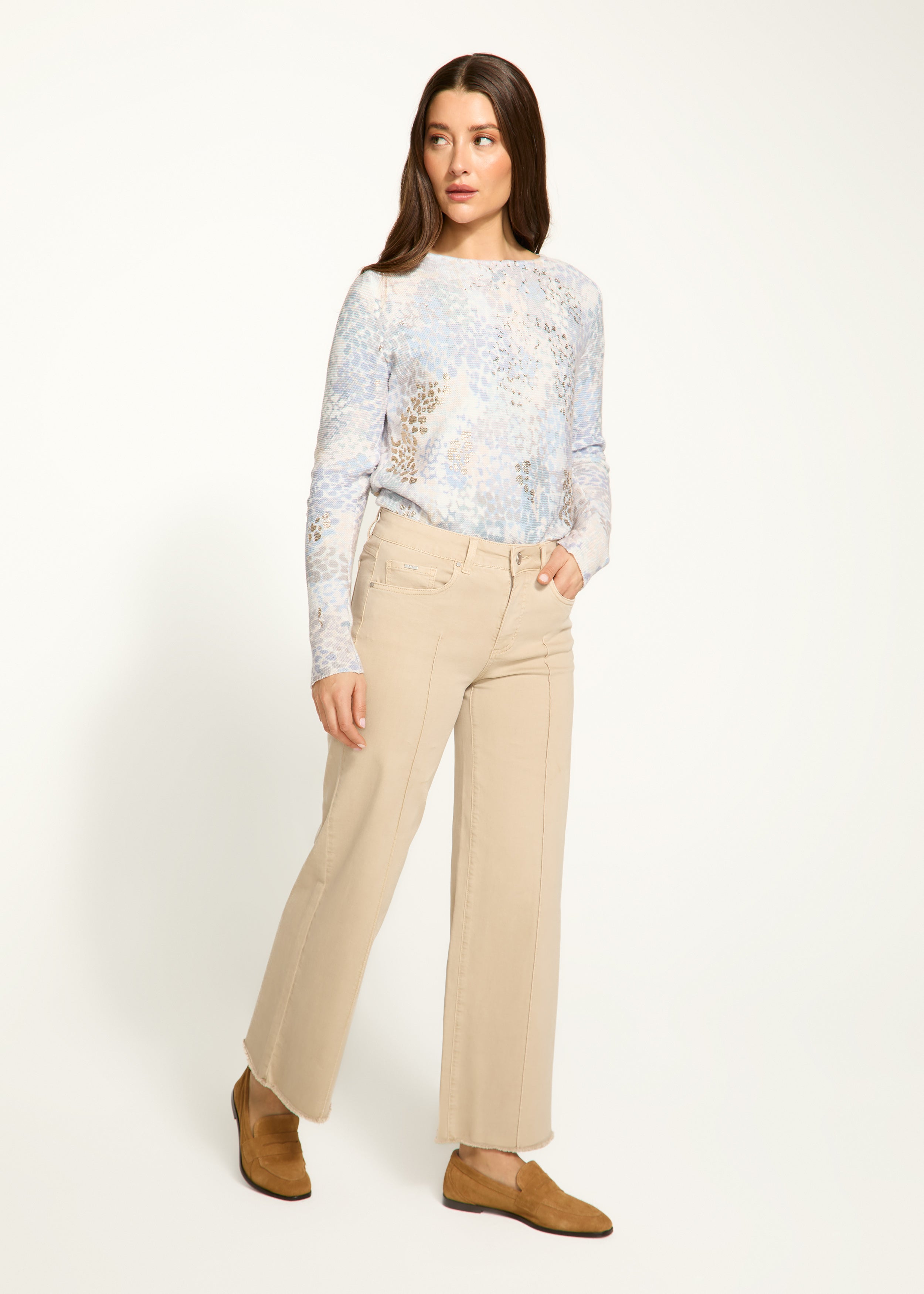 FDJ Olivia wide ankle jeans 2201511, twill pintuck seams SALE Size 10