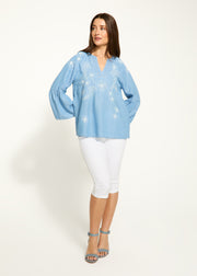 FDJ shirt 7051846, embroidered chambray SALE Size XS
