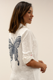 Caite Monroe shirt, embroidered butterfly SALE Size M