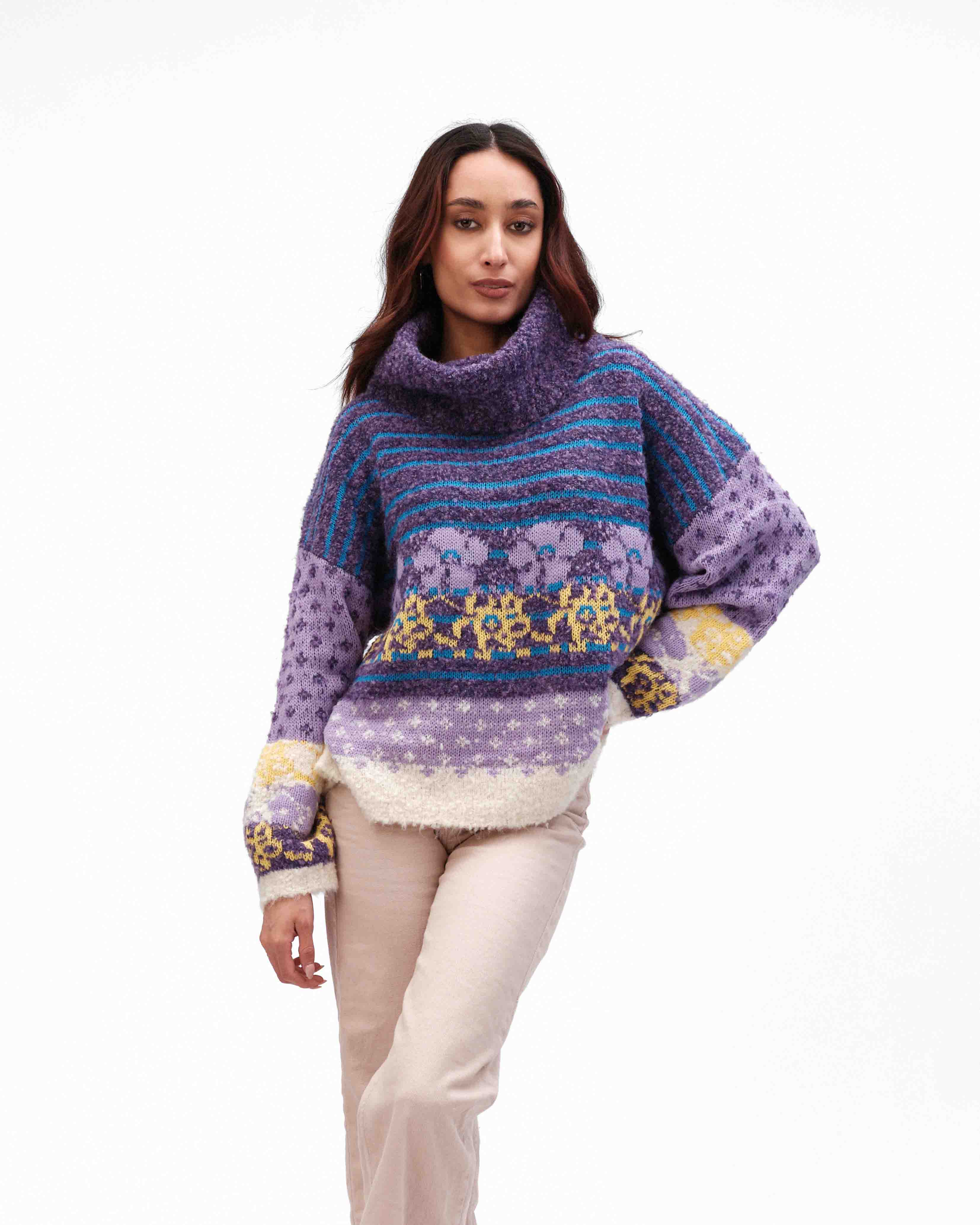 Funsport sweater, floral cowl