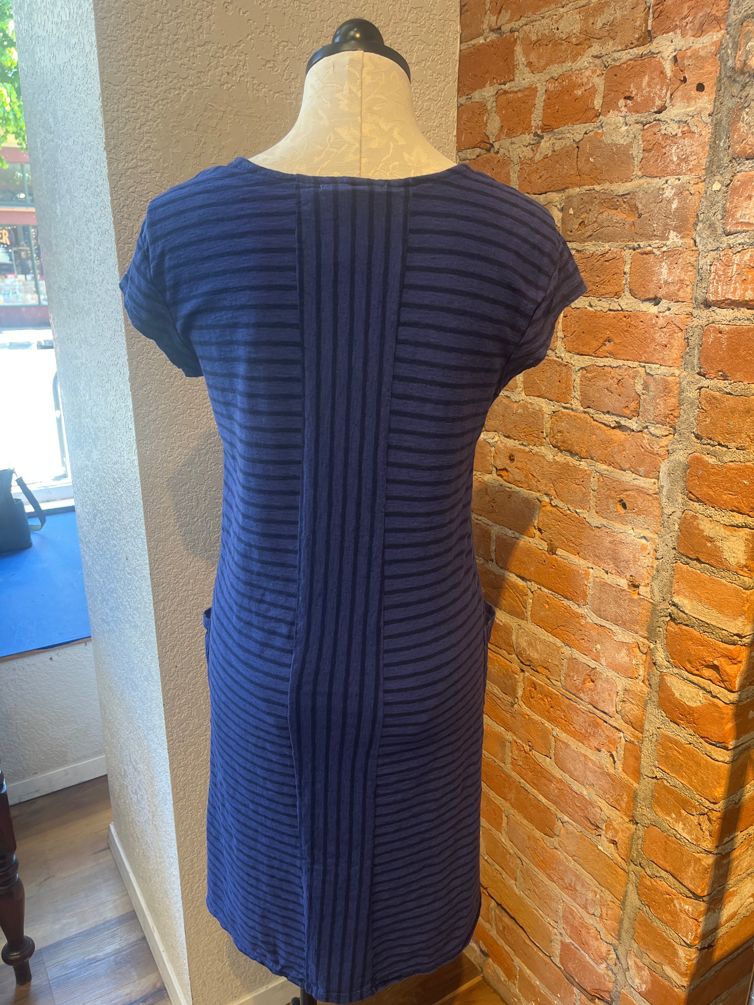 Cut Loose dress, knit Admiralty Navy Stripe