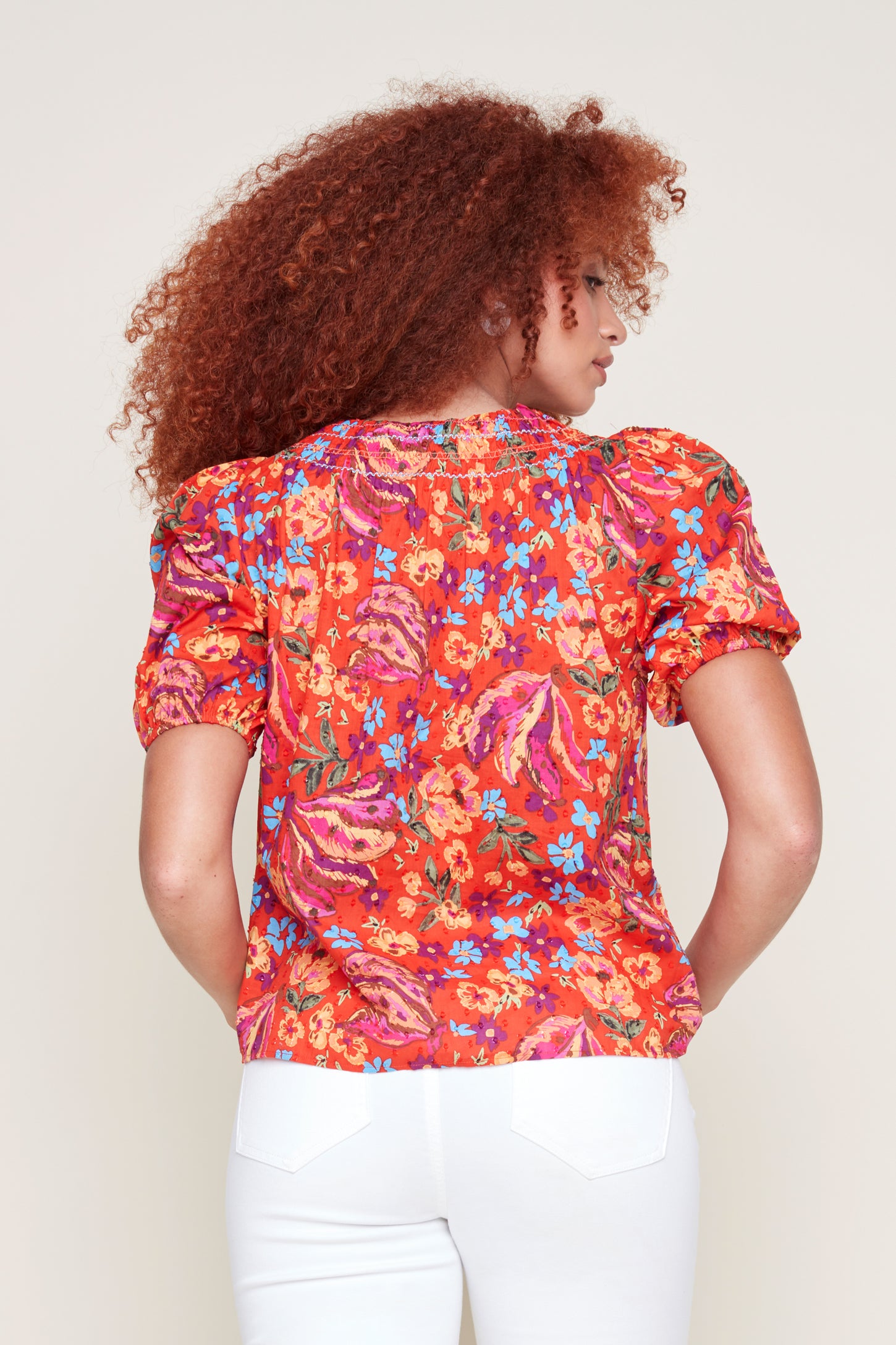 Camisa Renuar 5097, manga corta algodón floral