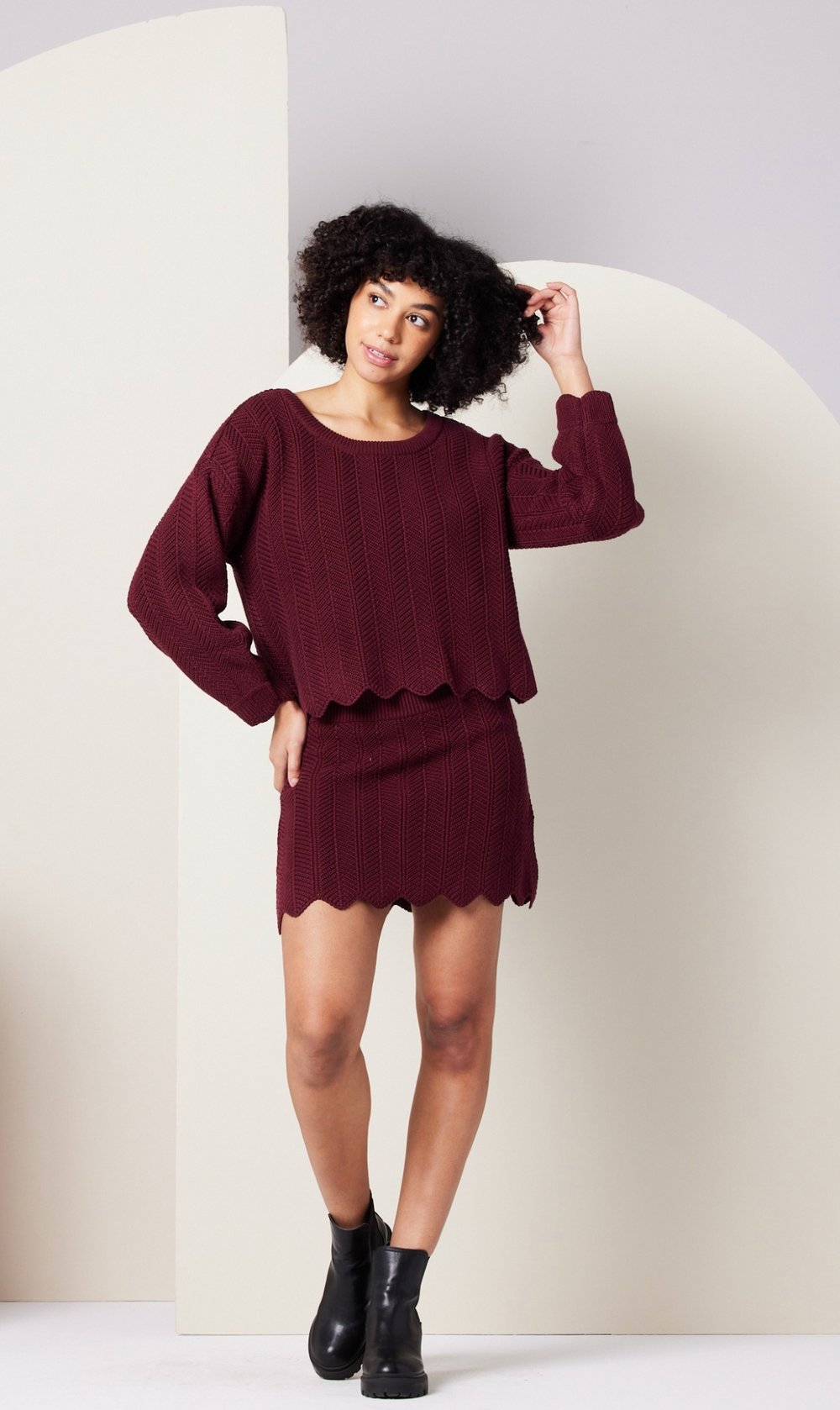 Known Supply Lux skirt, zig-zag knit organic cotton SALE Sizes M, 2XL