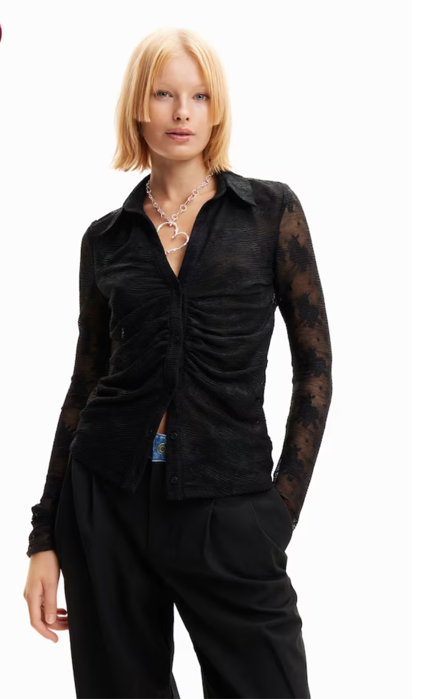 Desigual Abata shirt, lace button front SALE Size M