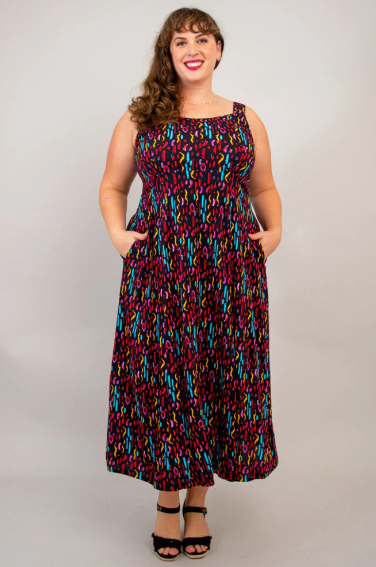 Blue Sky Shauna dress, bamboo linen maxi SALE Sizes L, 1X