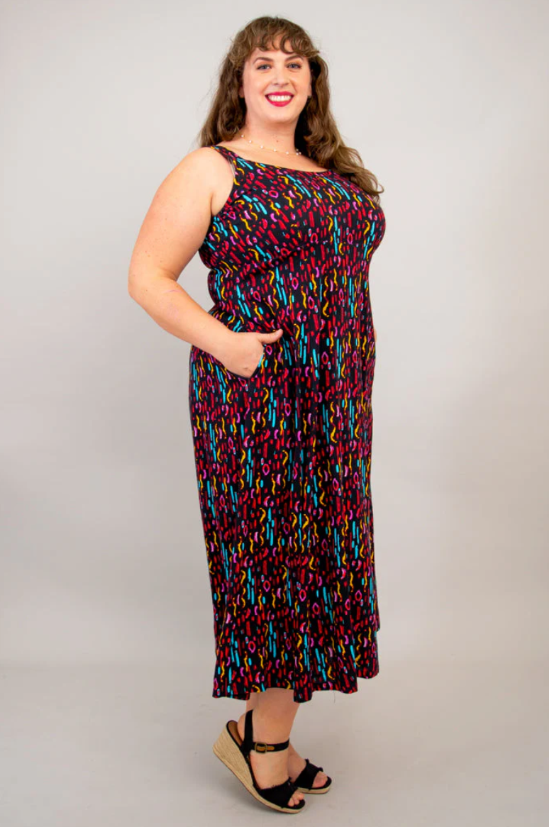 Blue Sky Shauna dress, bamboo linen maxi SALE Sizes L, 1X