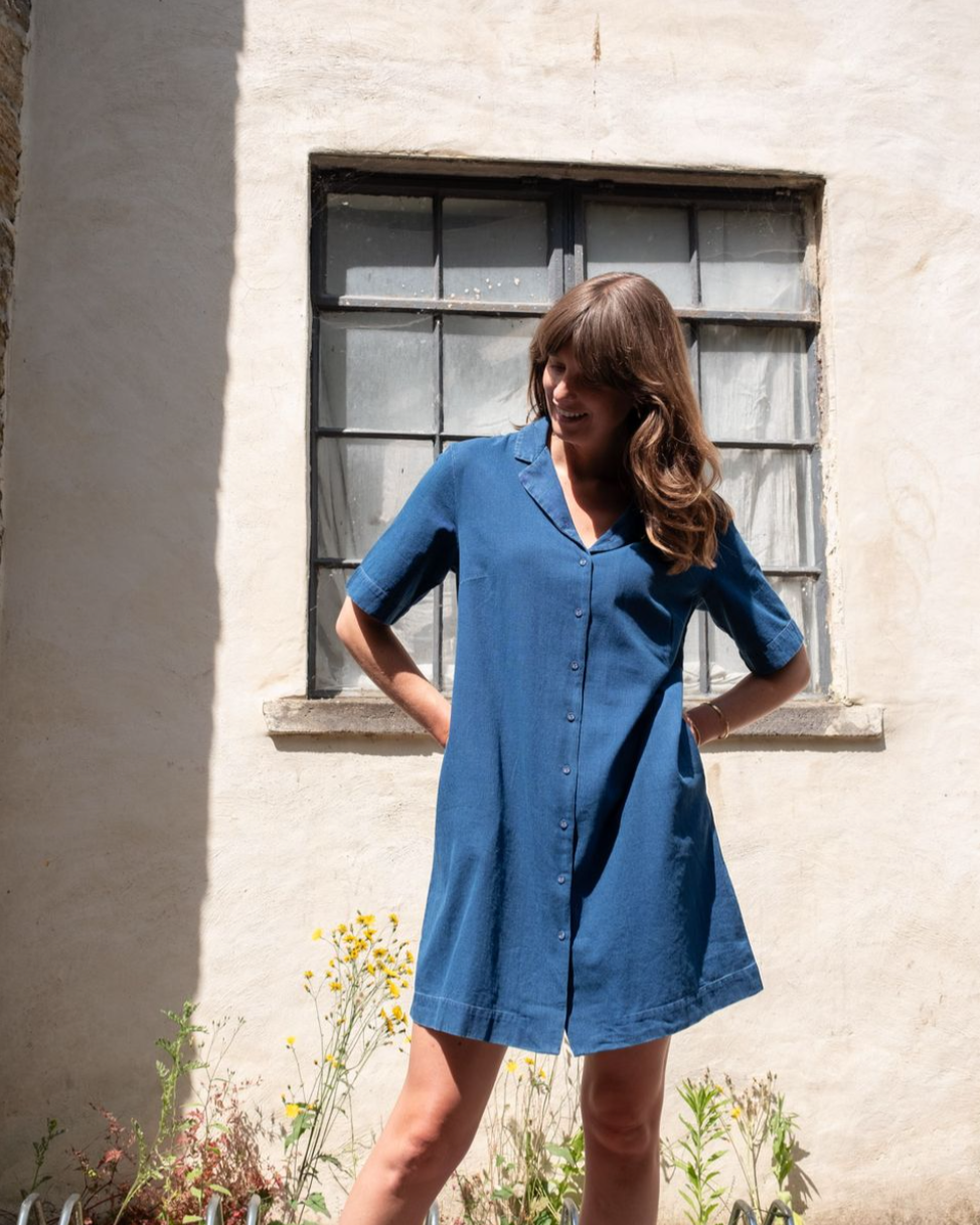 Bibico Lina sun dress, textured denim