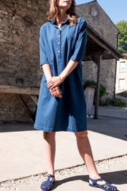 Bibico Tara shirt dress, textured denim