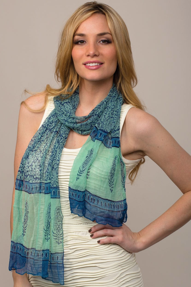 Sevya Sheela scarf, block printed (4 colors)