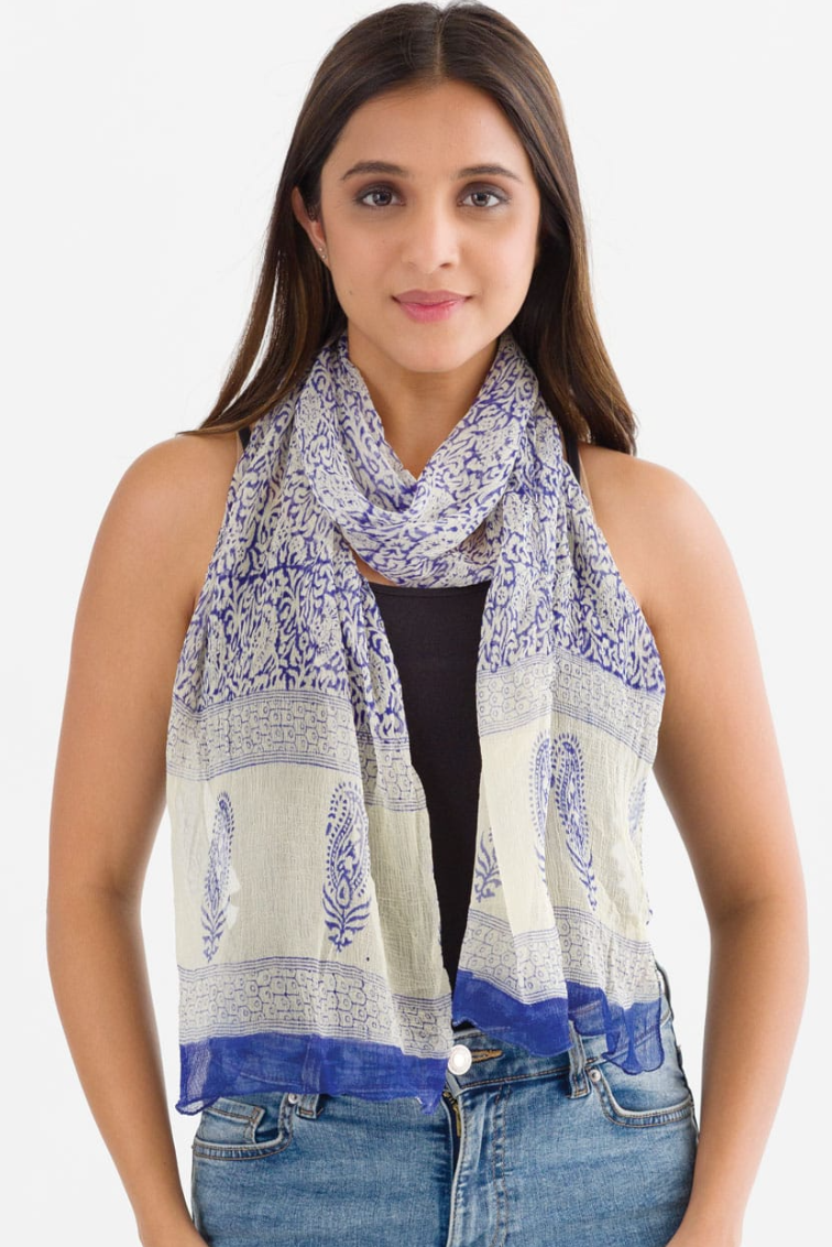Sevya Sheela scarf, block printed (4 colors)