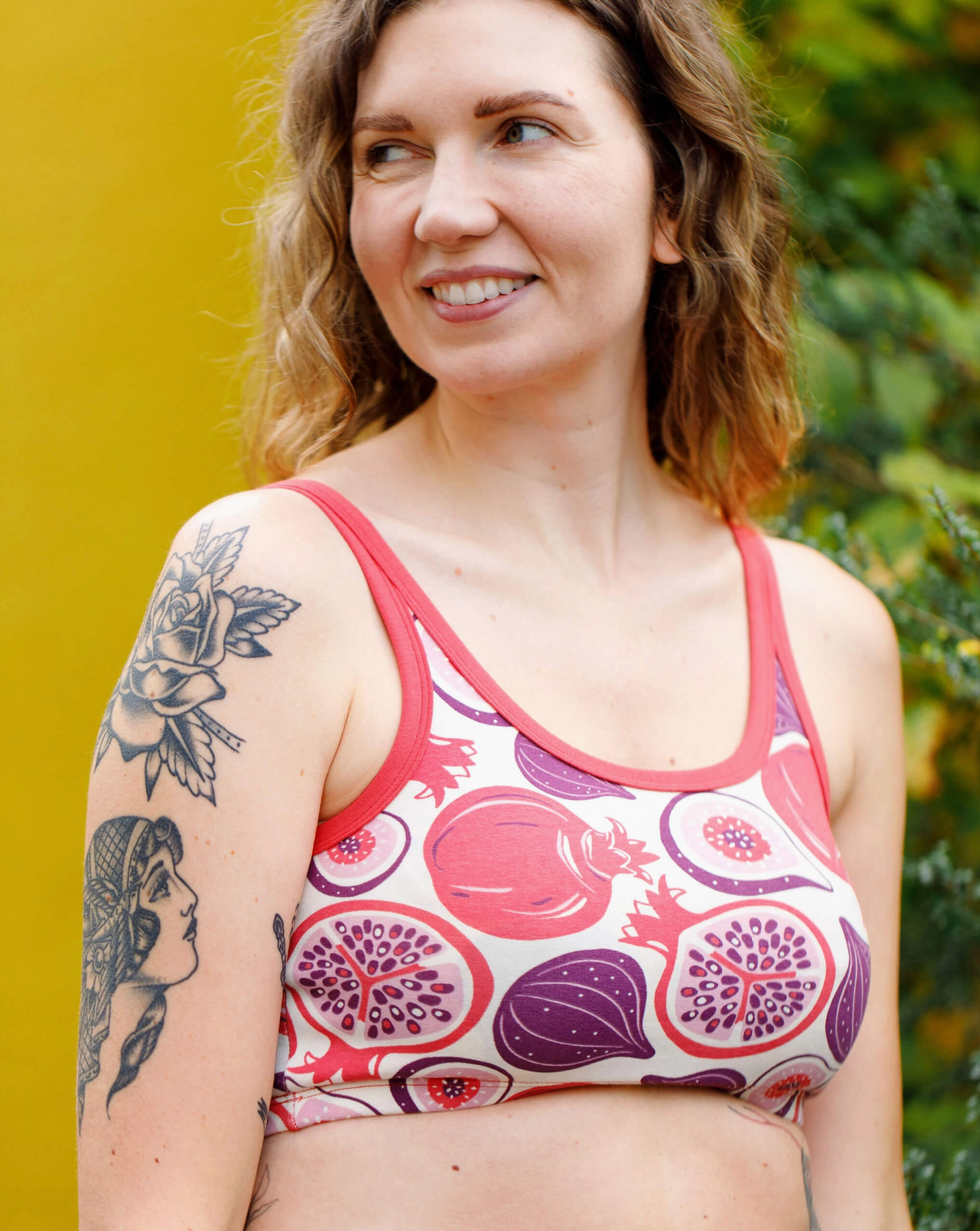 Thunderpants Longline bra, Two Fruits print