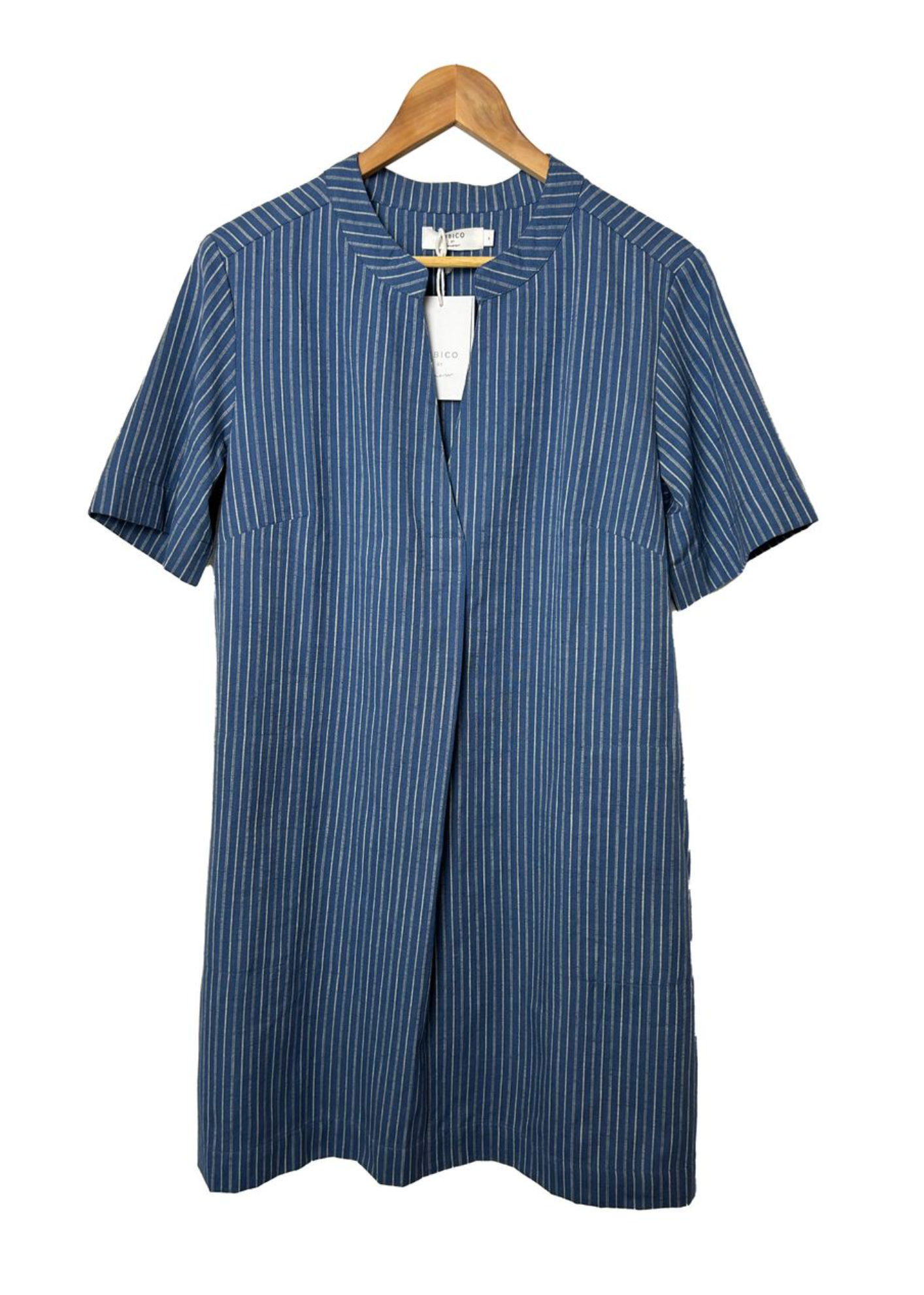 Bibico Wren dress, cotton/linen stripe XS