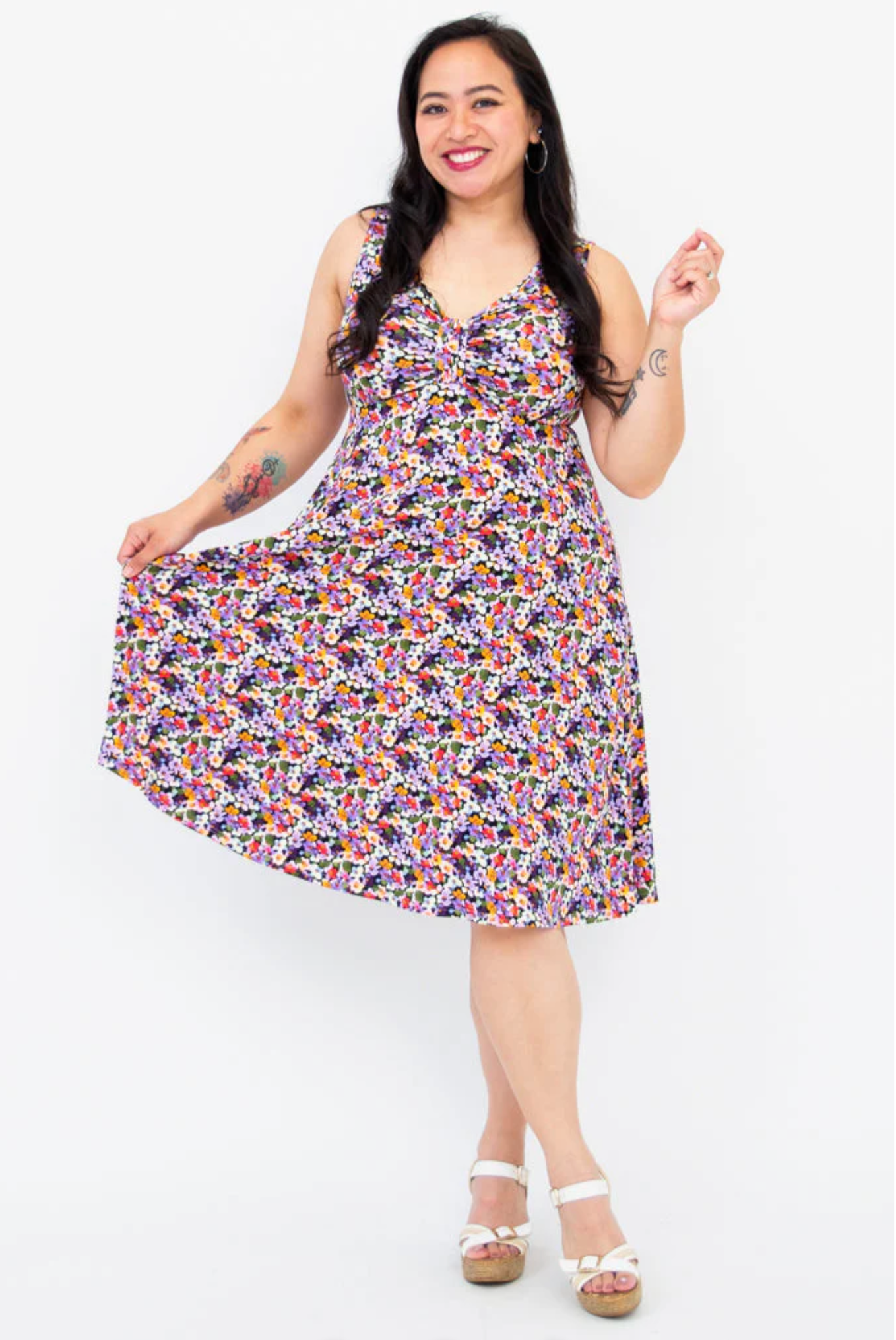 Vestido Blue Sky Morgan, estampado Mamina de lino bambú