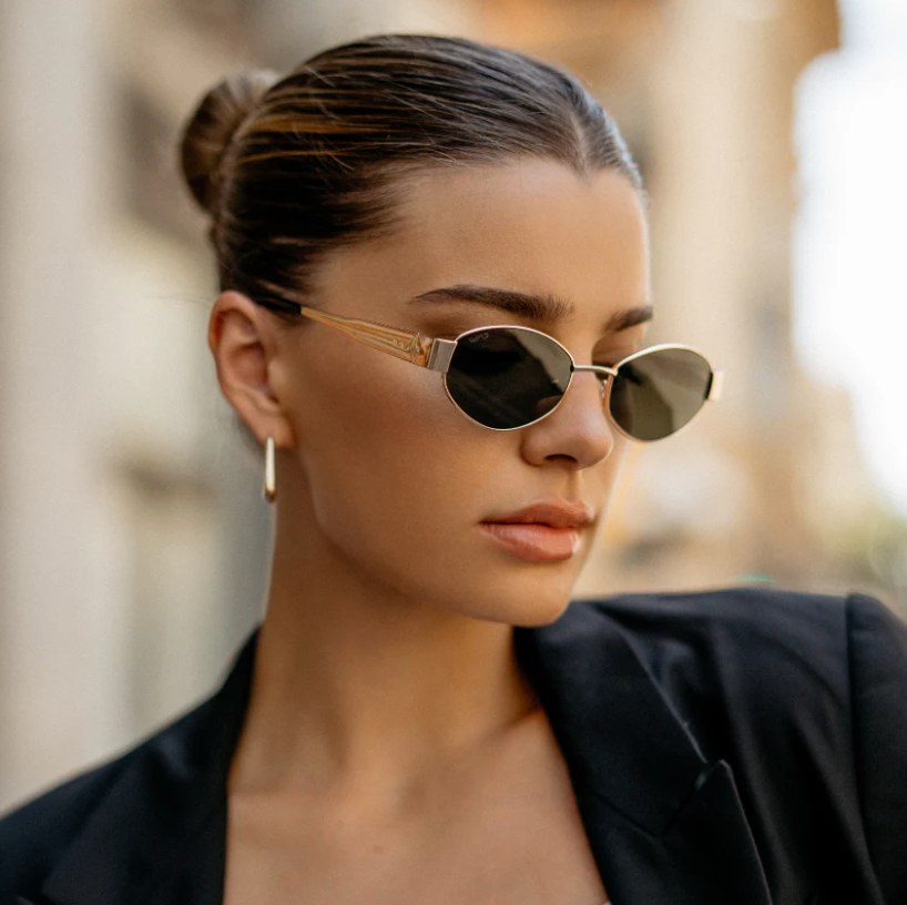 WMP Verona sunglasses, gold frame/smoke green lens