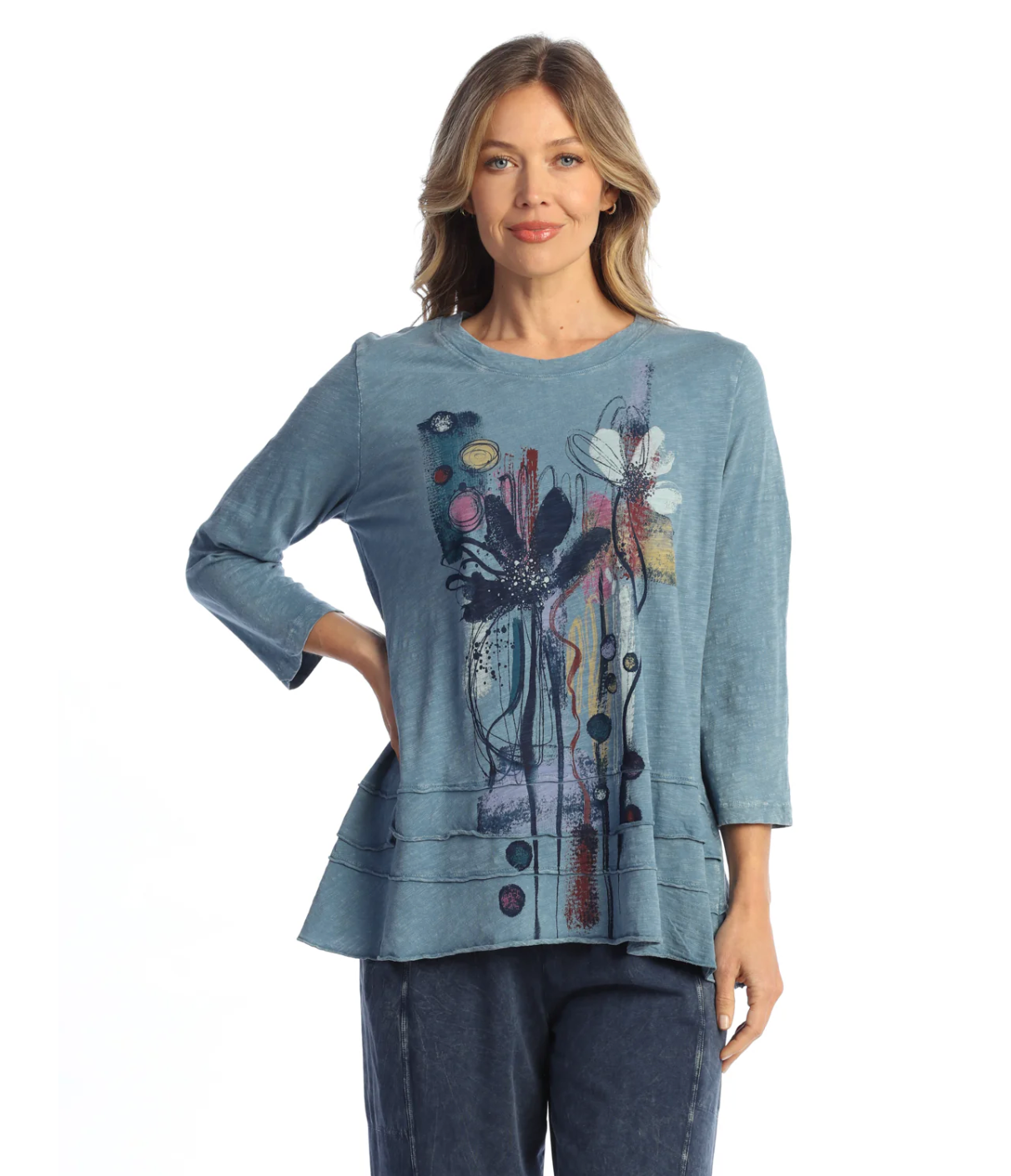 Jess & Jane Lillian tunic, 3/4 sleeve slub