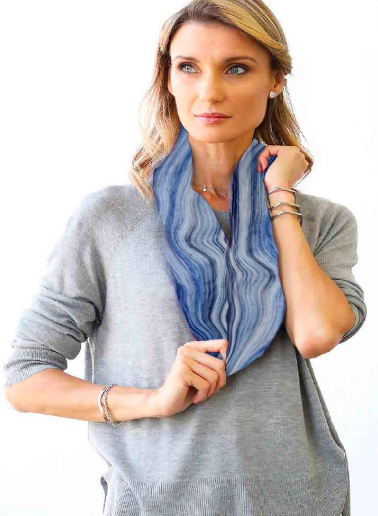 Lua scarf, watercolor silk ring scarf