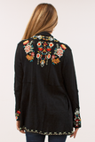Caite Karina jacket/coat, open-front embroidered
