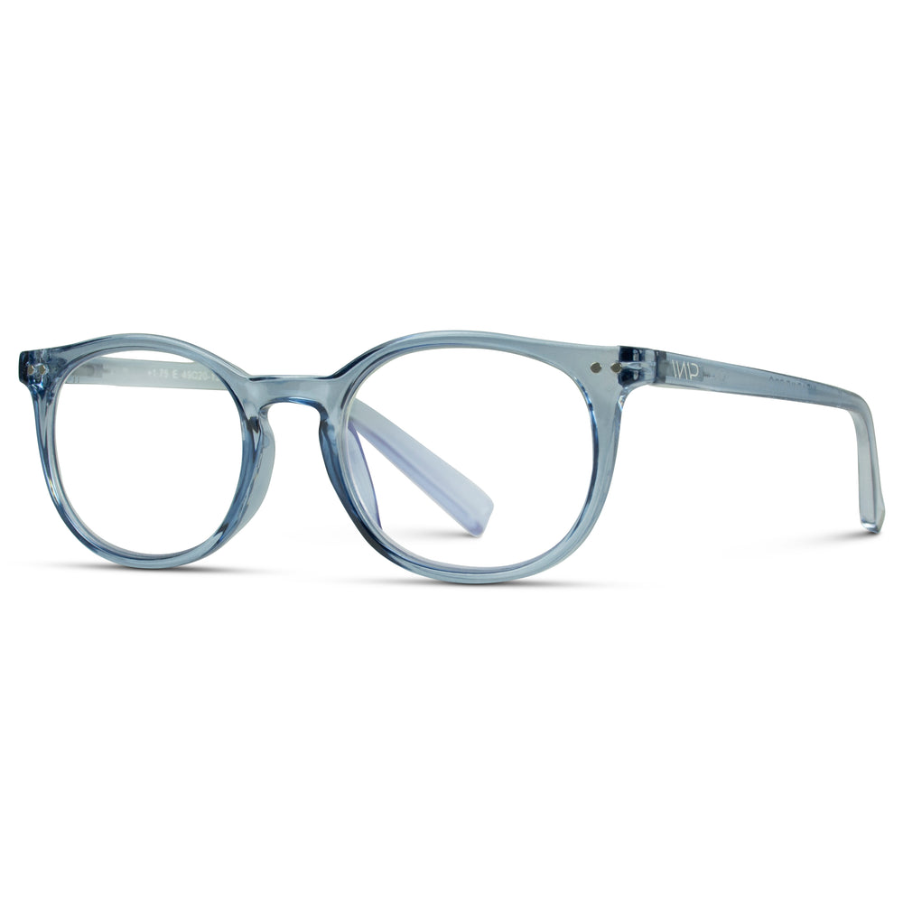 WMP Ruby blue-light reading glasses, +2.00 crystal blue