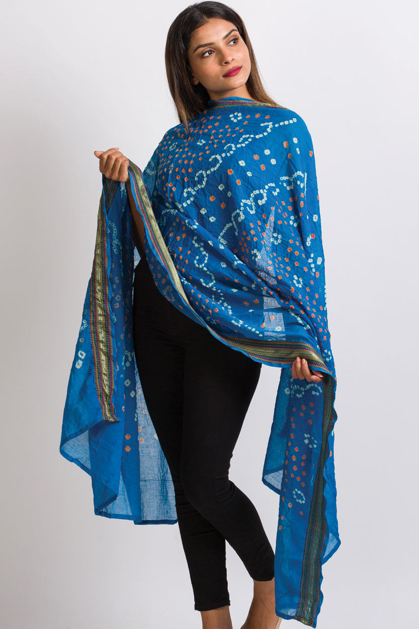 Sevya Bandhani shawl, hand tie dye