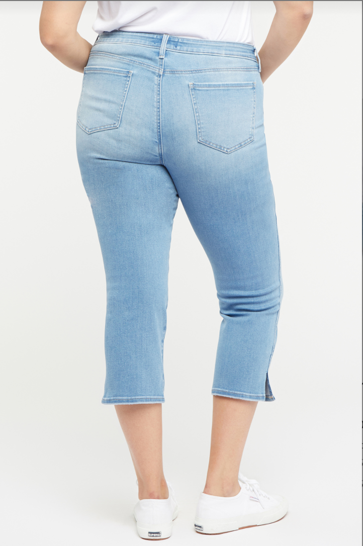 Chloe Capri Jeans In Plus Size With Side Slits - Loire Blue