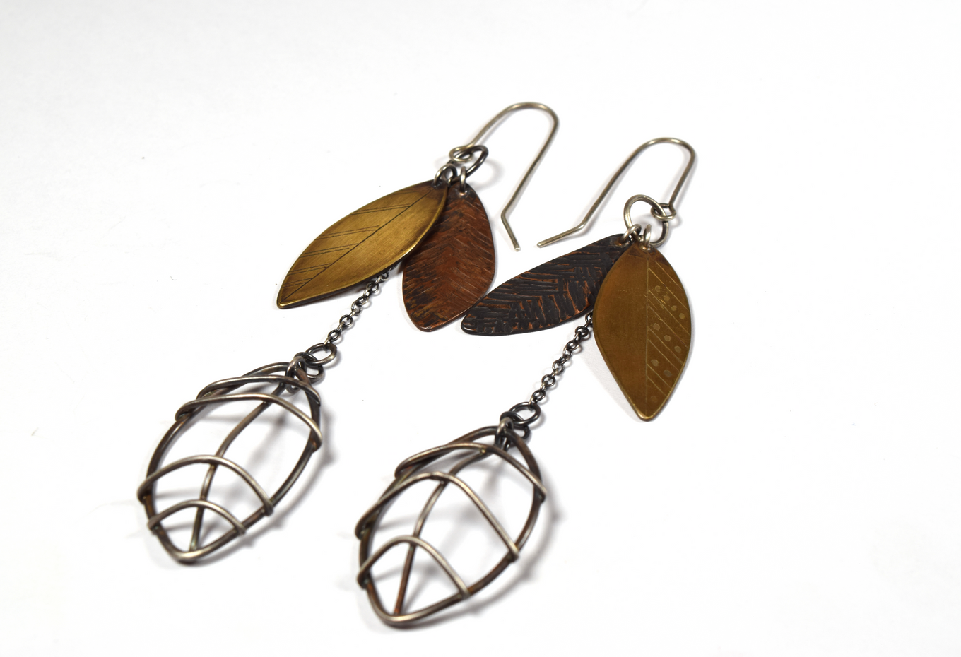 Erin Austin earrings, #234 long 3-metal