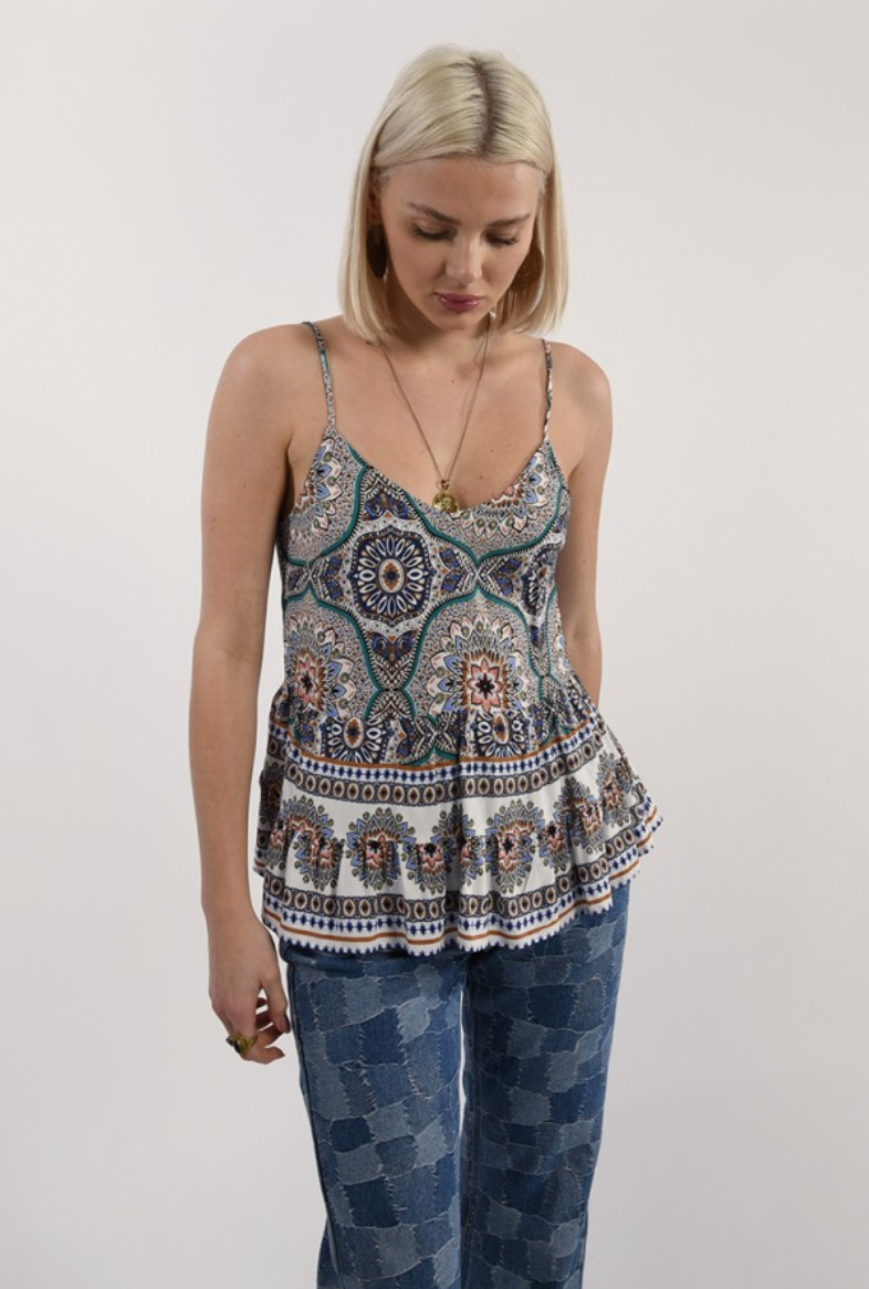 Molly Bracken shirt G858, tiered cami SALE Size M