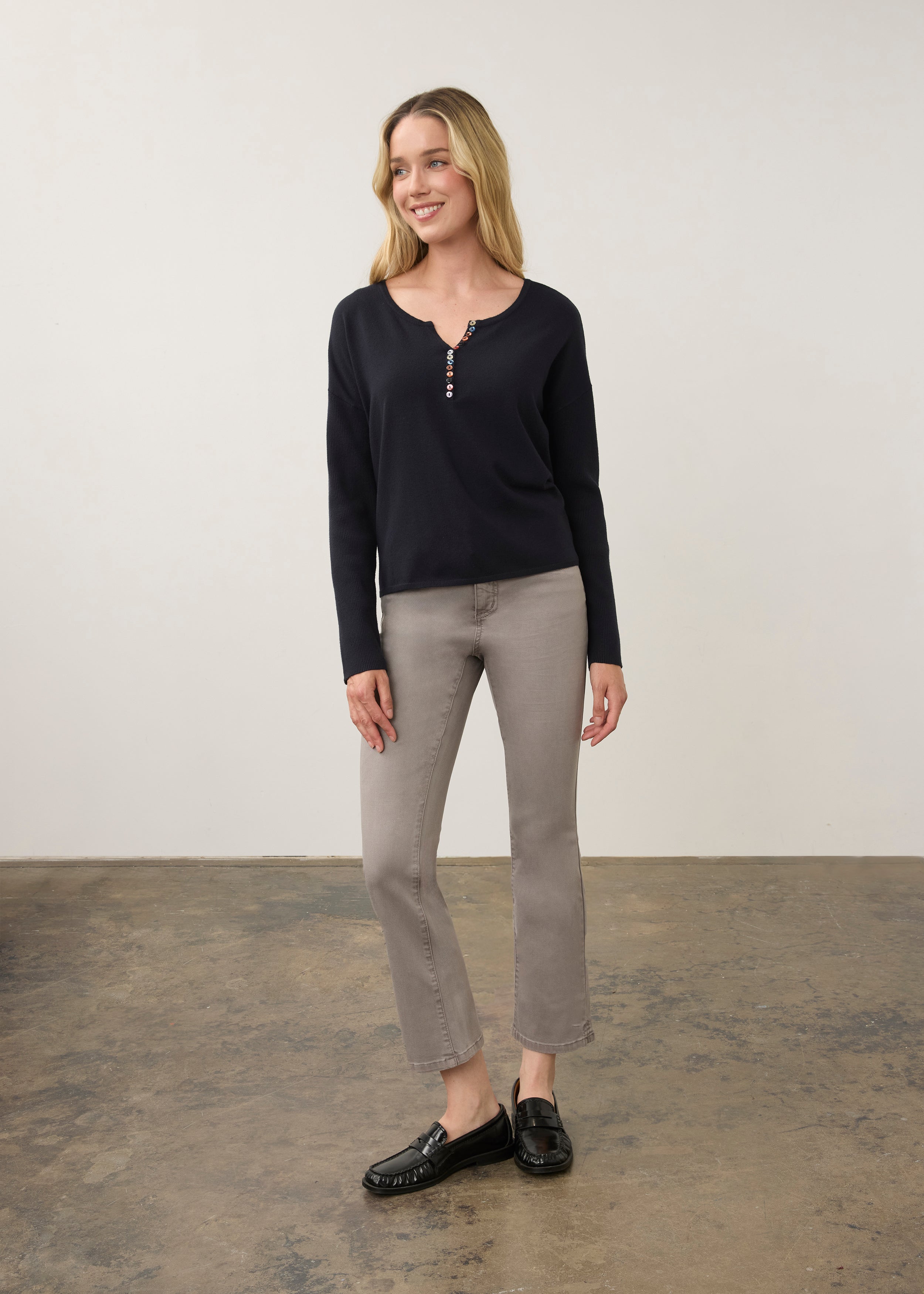 FDJ sweater 1056212, notch neck rib sleeve