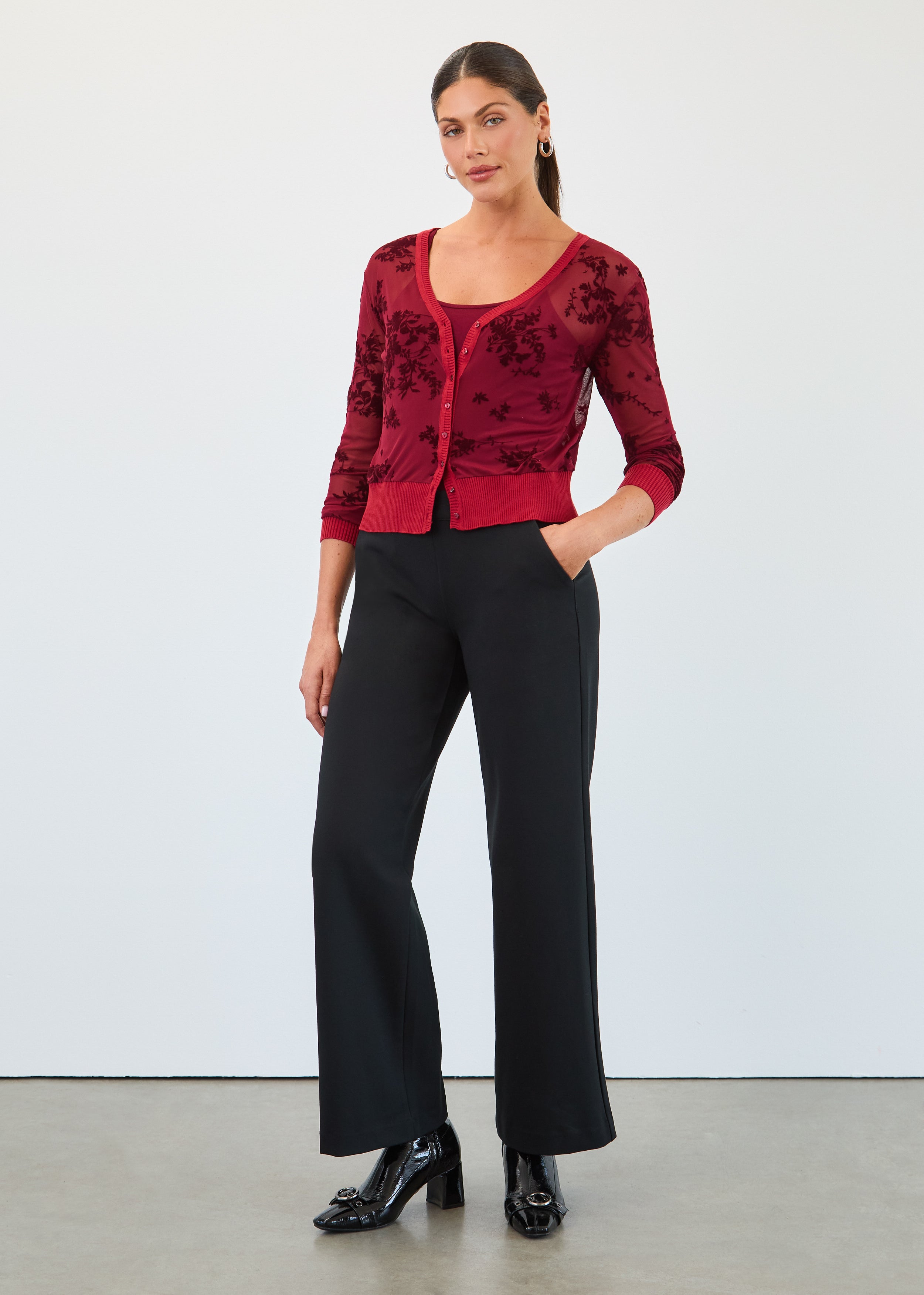 FDJ shirt 1062226, flocked mesh cardi with cami