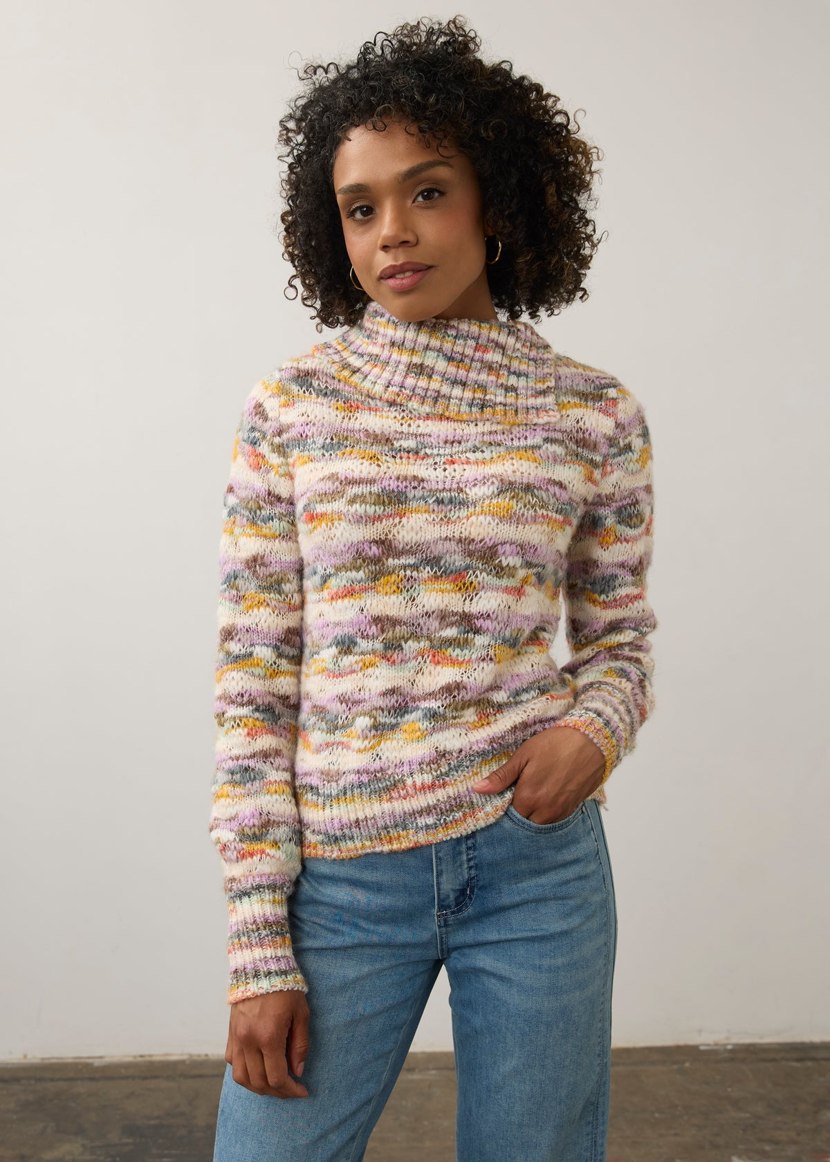 FDJ sweater 1085117, space dye envelope collar