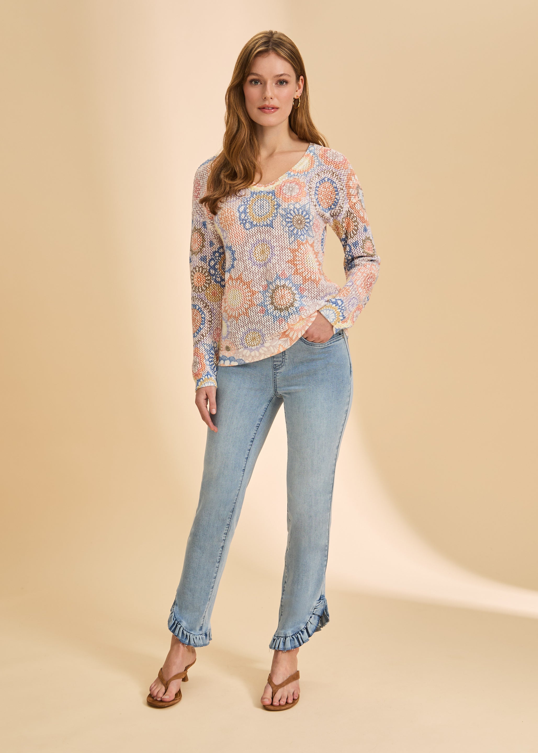FDJ 1214624 sweater, printed v-neck