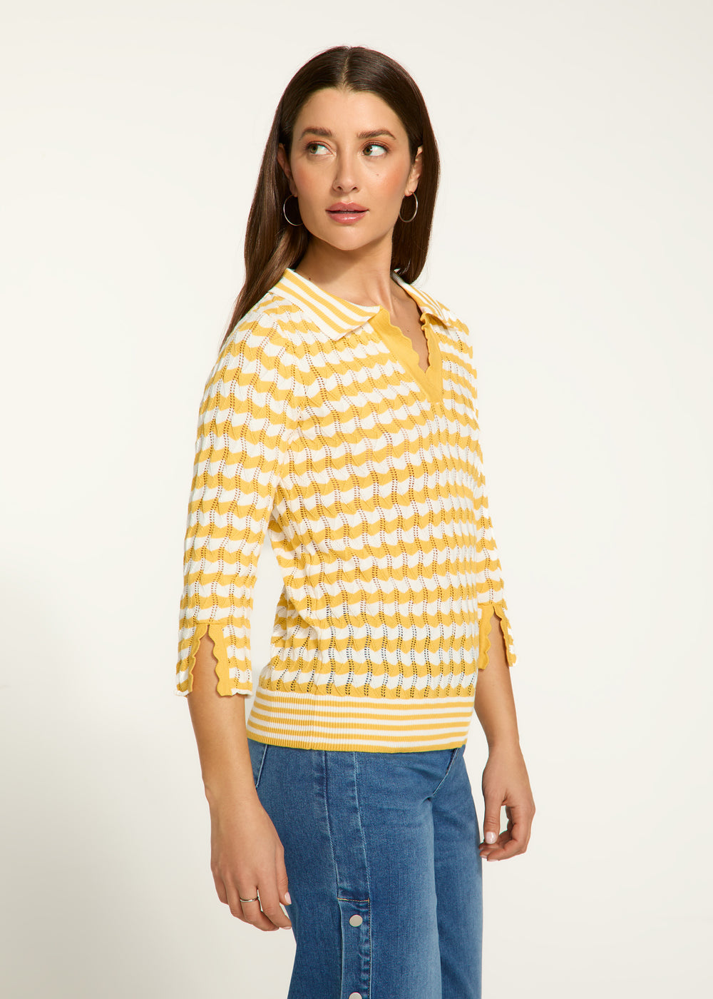 FDJ sweater 1456314, henley stripe