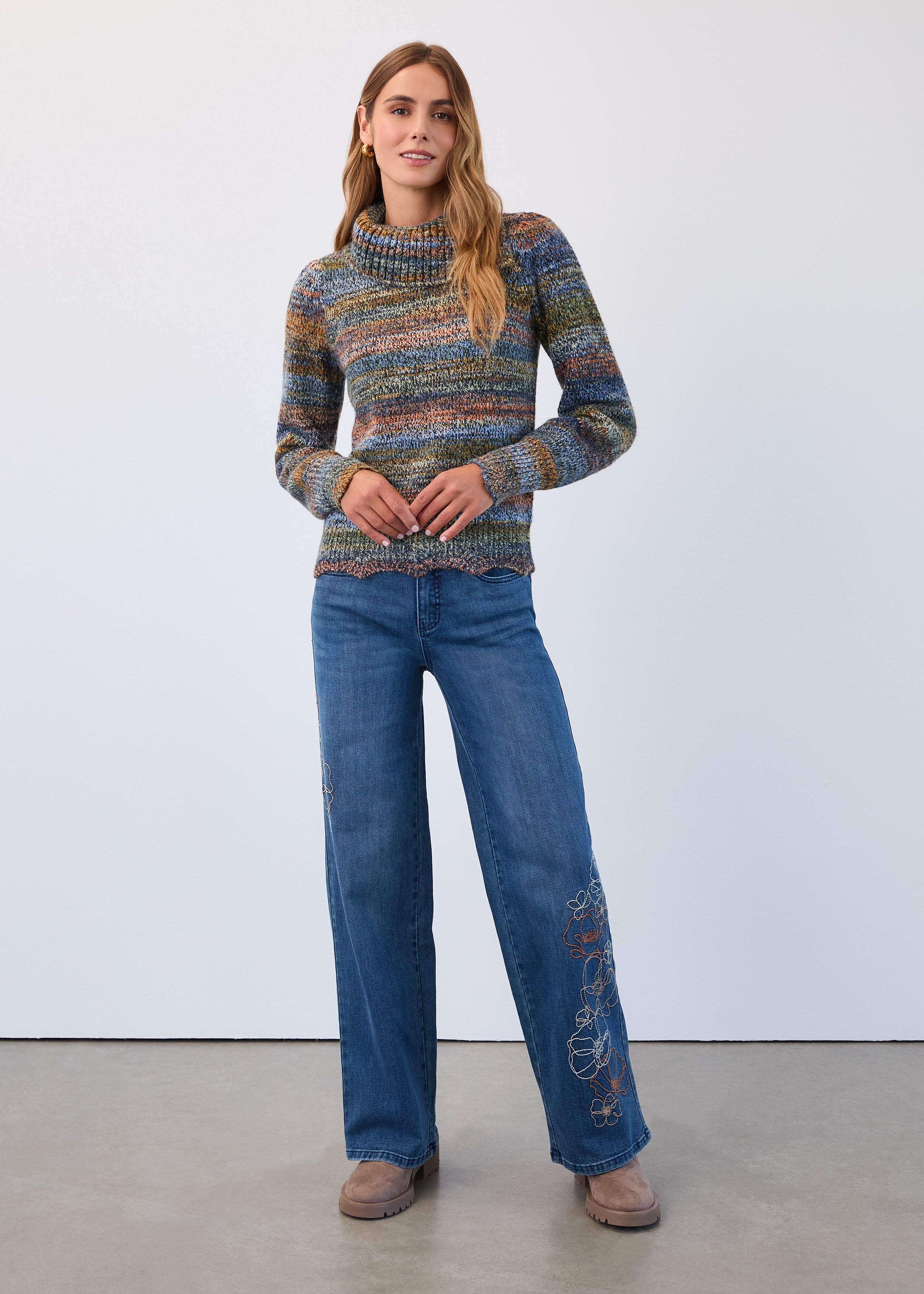FDJ sweater 1489306, Notched collar space dye