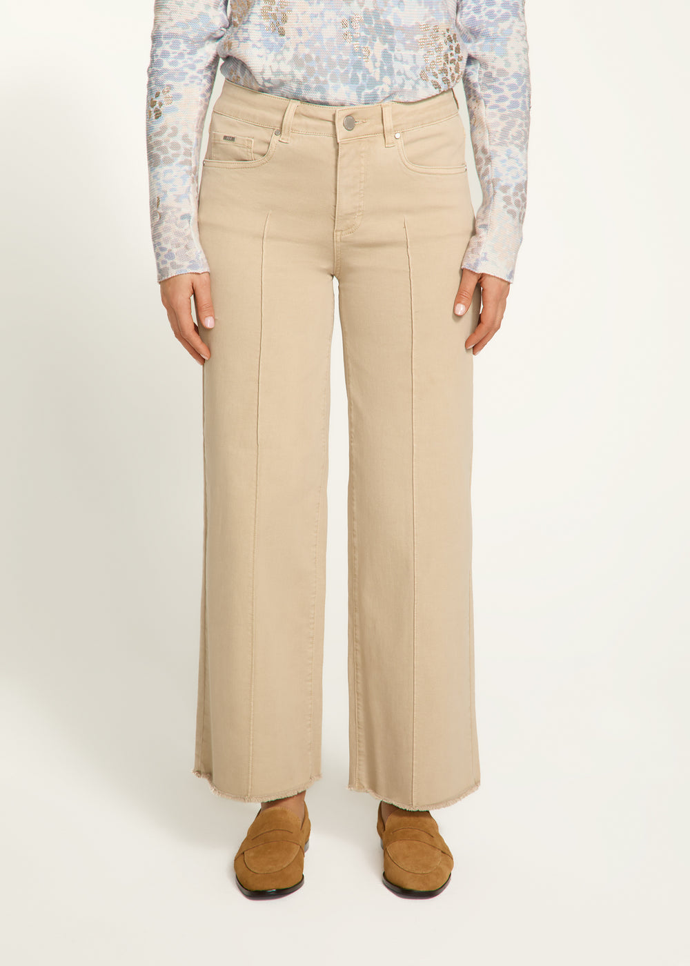 FDJ Olivia wide ankle jeans 2201511, twill pintuck seams