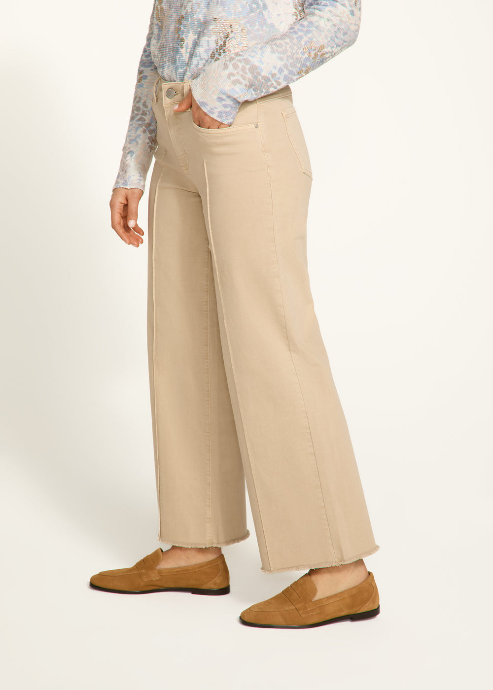 FDJ Olivia wide ankle jeans 2201511, twill pintuck seams