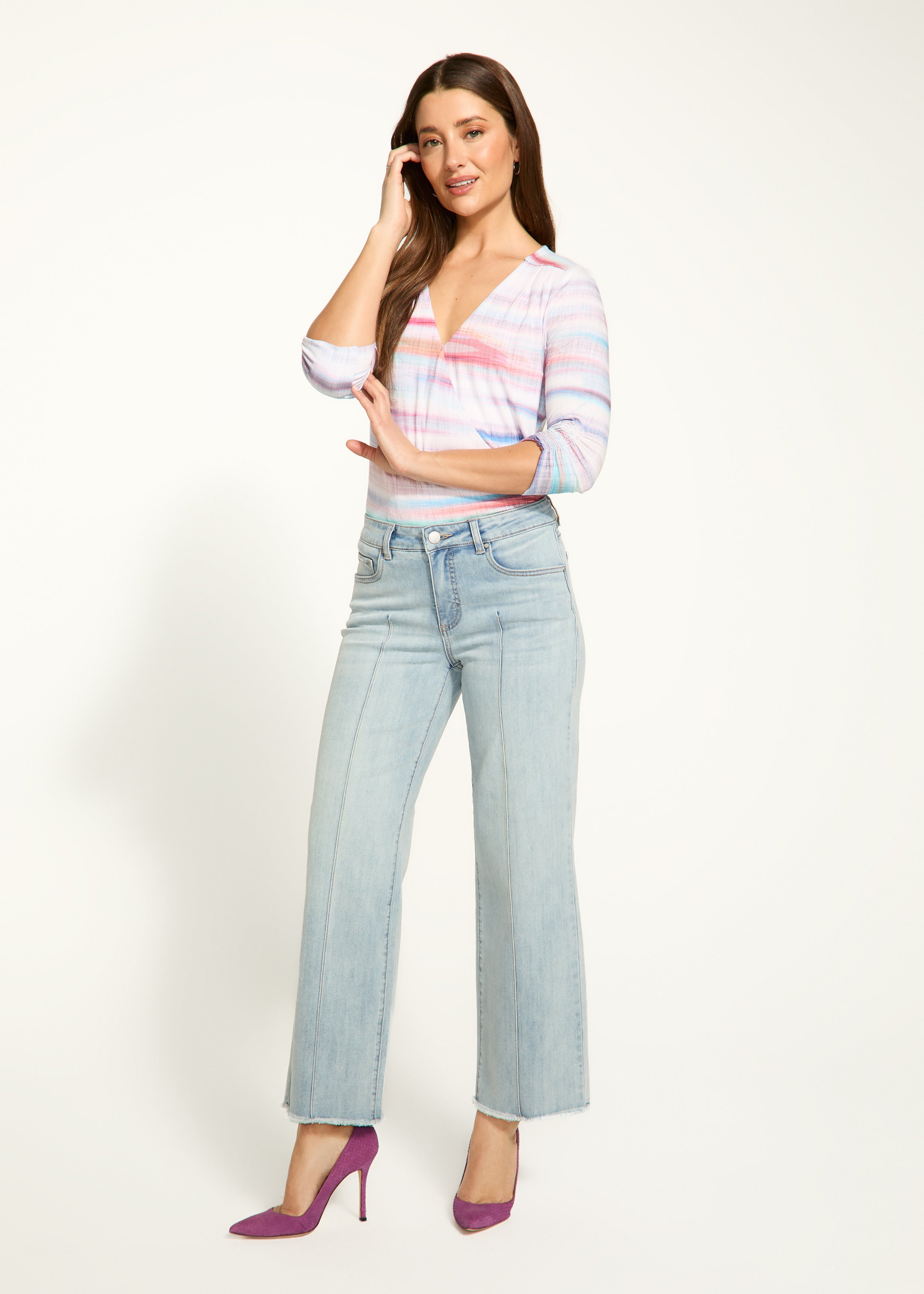 FDJ Olivia wide ankle jeans 2201779, pintuck seams