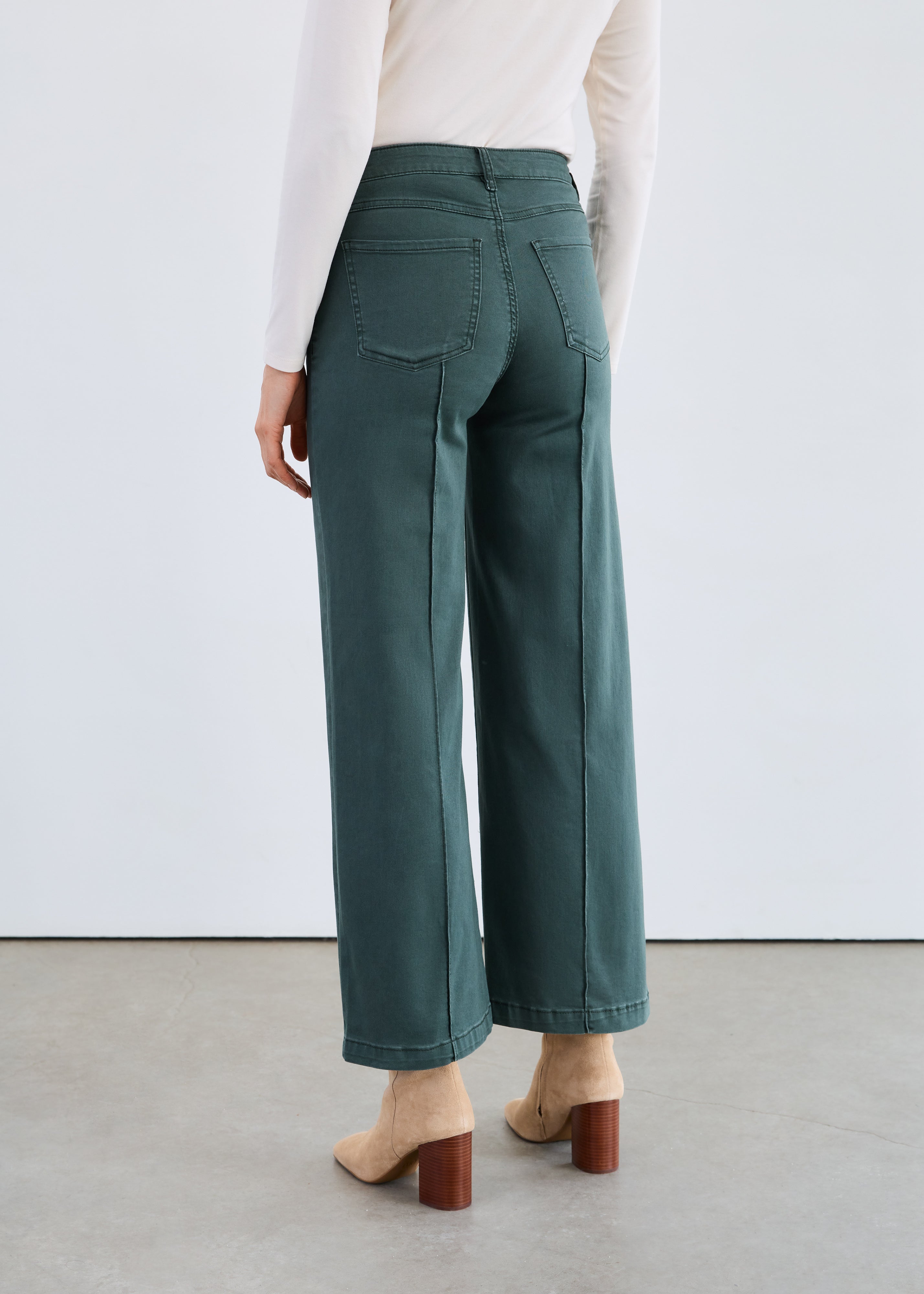 FDJ Olivia wide jeans 244751, pintuck seams Spruce