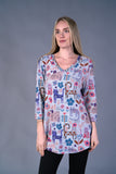 Shana shirt 24653, fleece v-neck Cats print