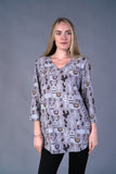 Shana shirt 24653, fleece v-neck Llama print