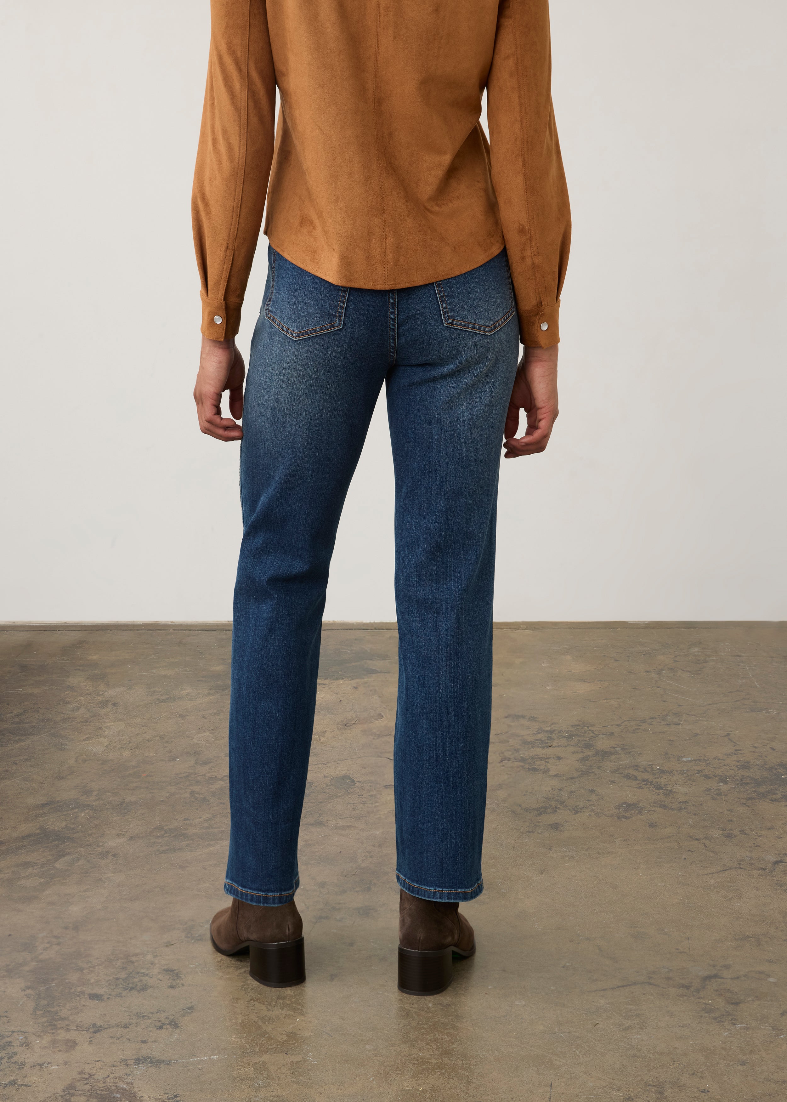 FDJ pull on jeans 2467669, straight ankle embroidery detail