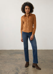 FDJ pull on jeans 2467669, straight ankle embroidery detail