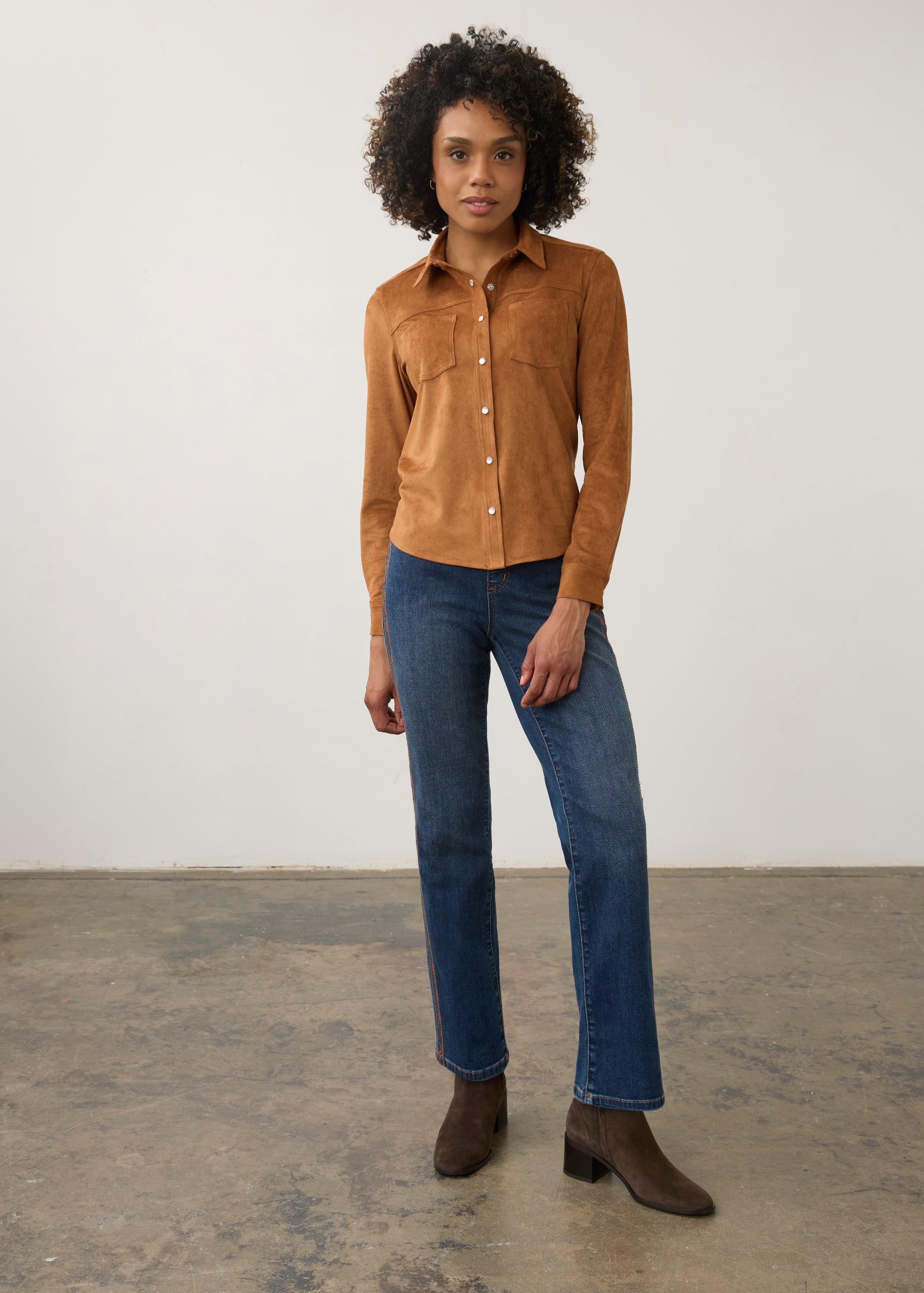 FDJ pull on jeans 2467669, straight ankle embroidery detail