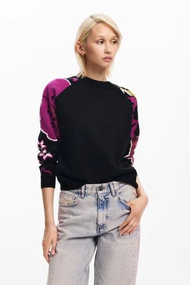 Desigual Barrie sweater, floral sleeve pullover