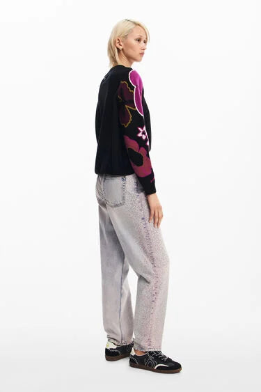 Desigual Barrie sweater, floral sleeve pullover SALE Size XL
