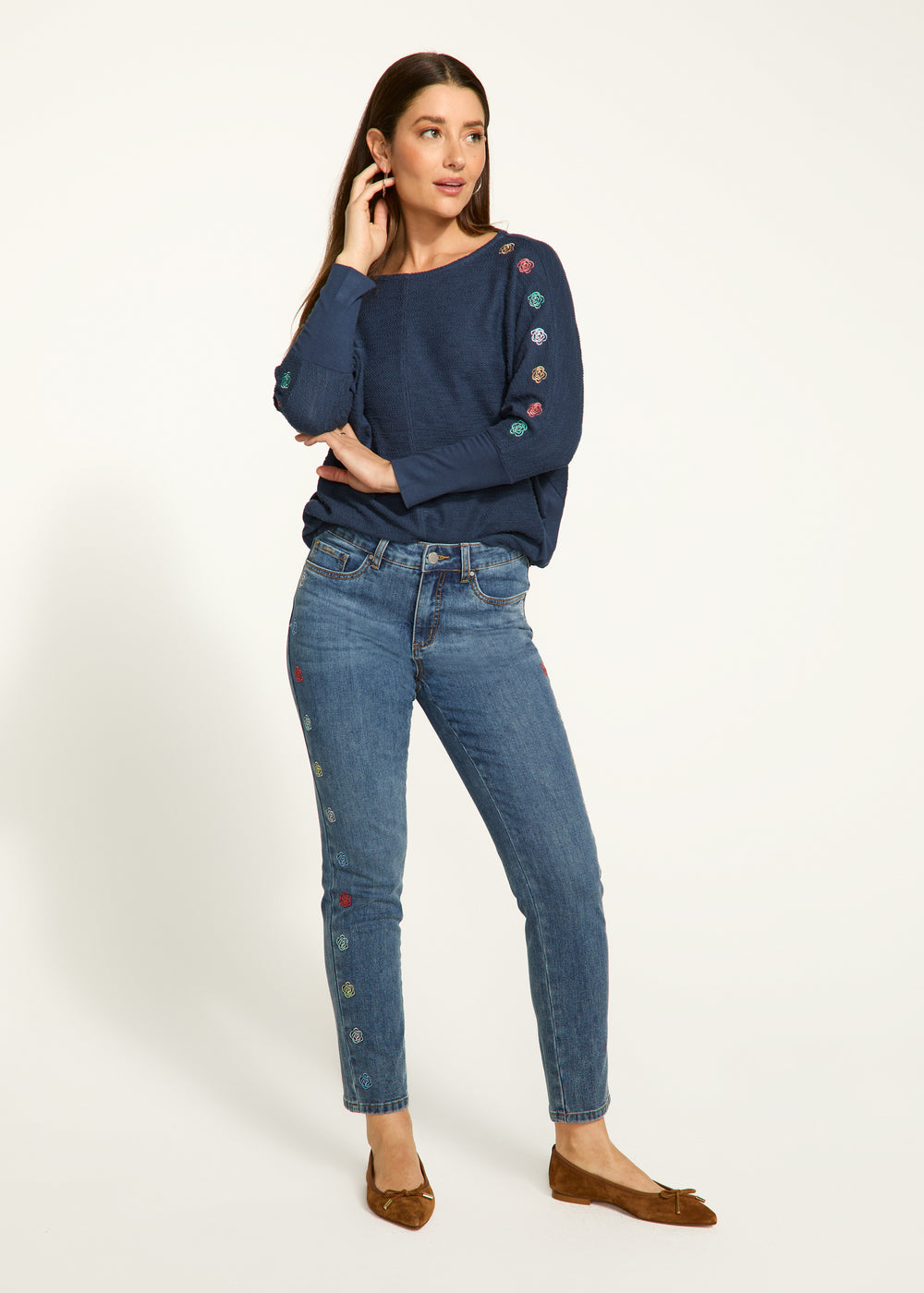 FDJ Olivia pencil ankle jeans 2506779, embroidered