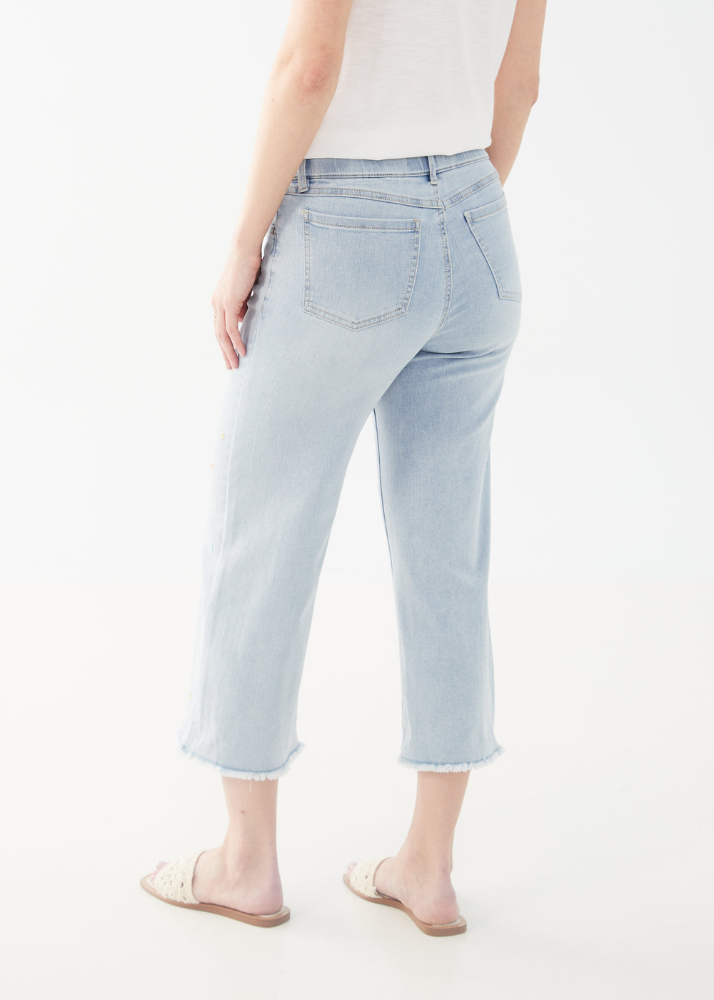 FDJ pull-on jeans 2538669, embroidered wide crop