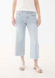 Vaqueros pull-on FDJ 2538669, corte ancho bordado