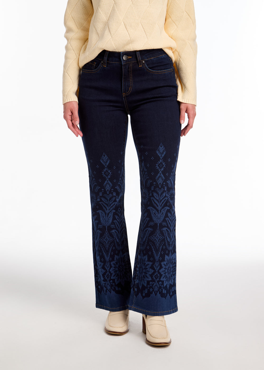 FDJ Olivia flare leg jeans 2604779, border print