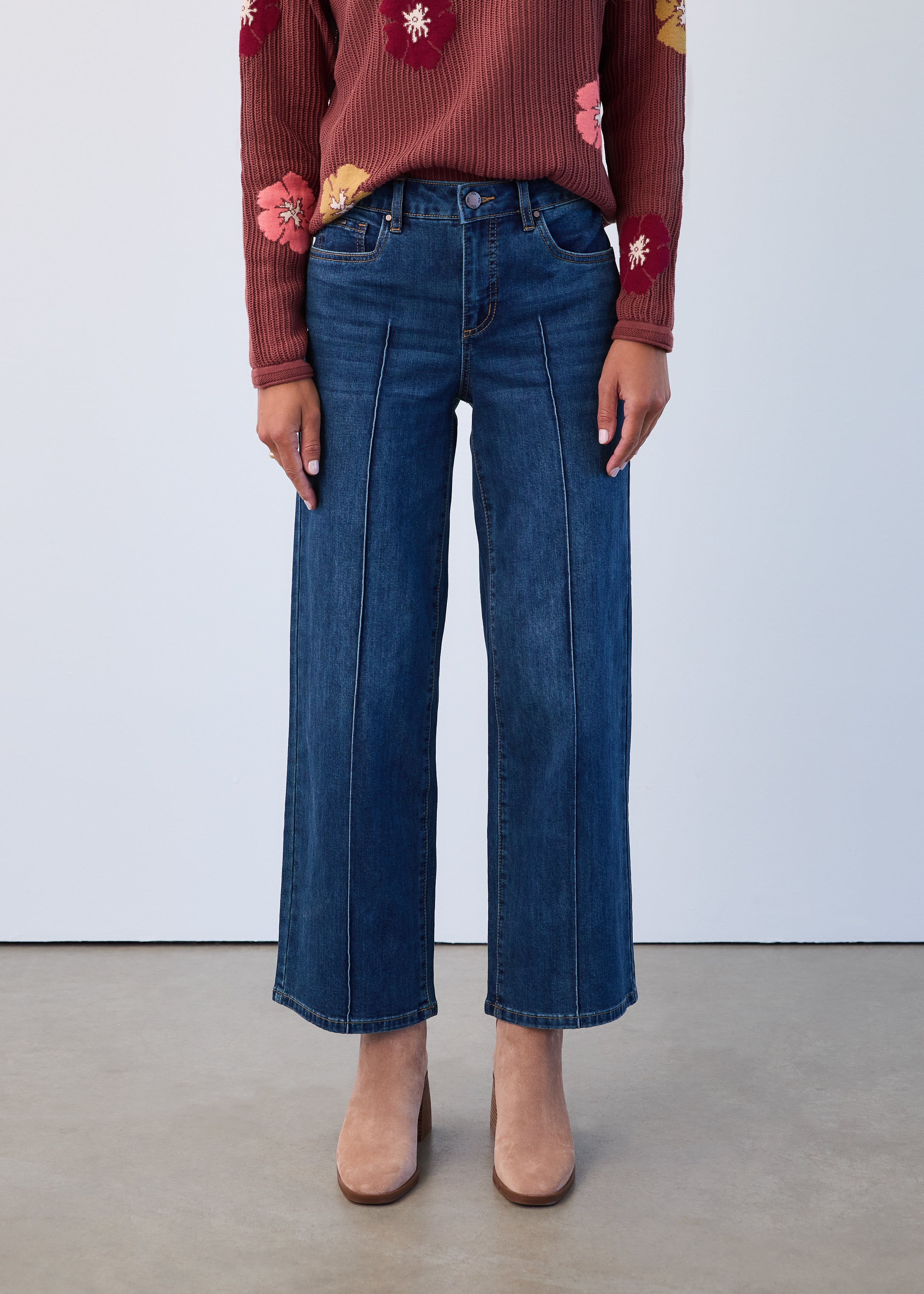 FDJ Olivia wide ankle jeans 2768779, pintuck seams
