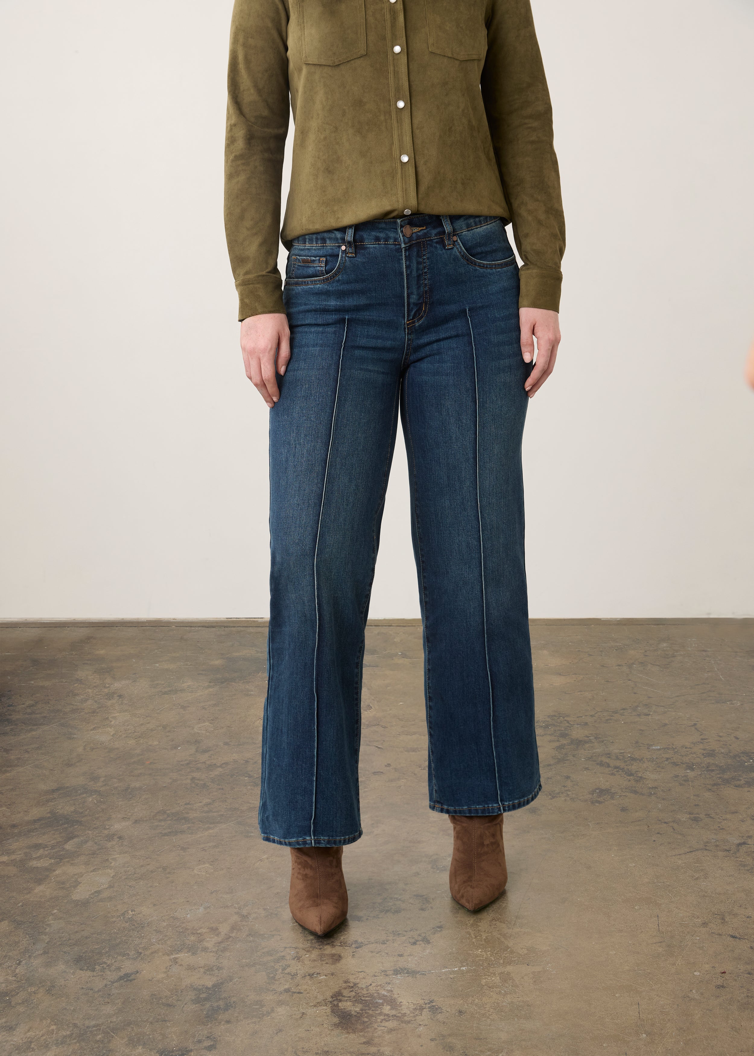 FDJ Olivia wide ankle jeans 2768779, pintuck seams
