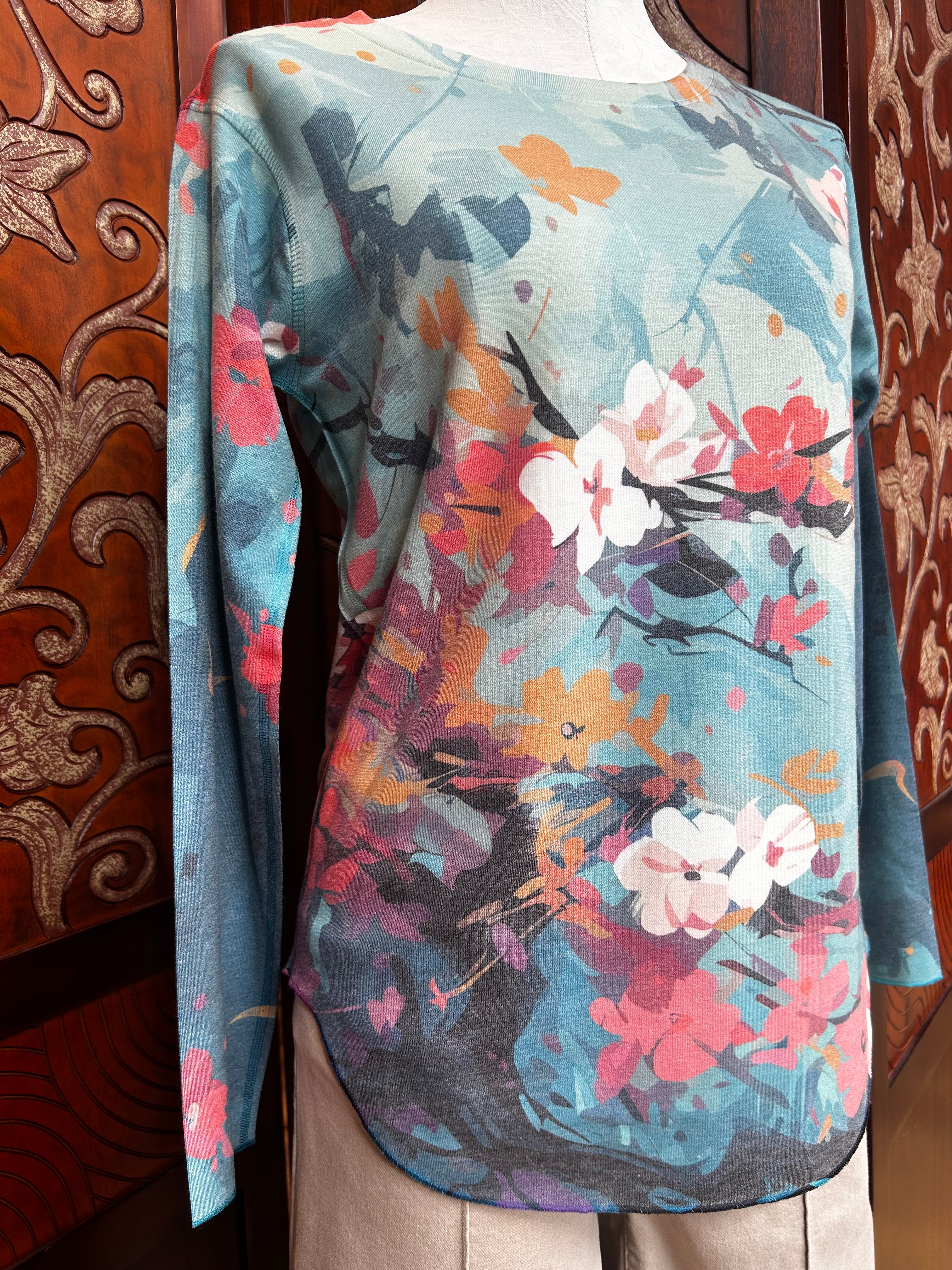 Nally & Millie shirt N306224B, french terry long sleeve crew